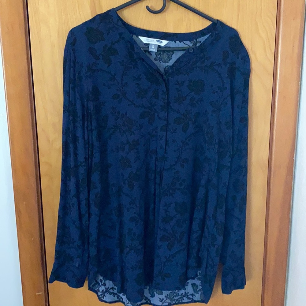Long Sleeve XL Navy & Black Old Navy Tunic